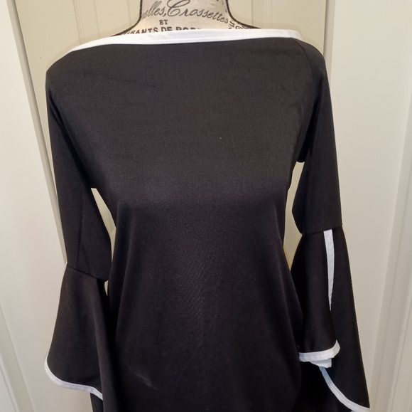 Black Dress White Trim.  L - Picture 4 of 5